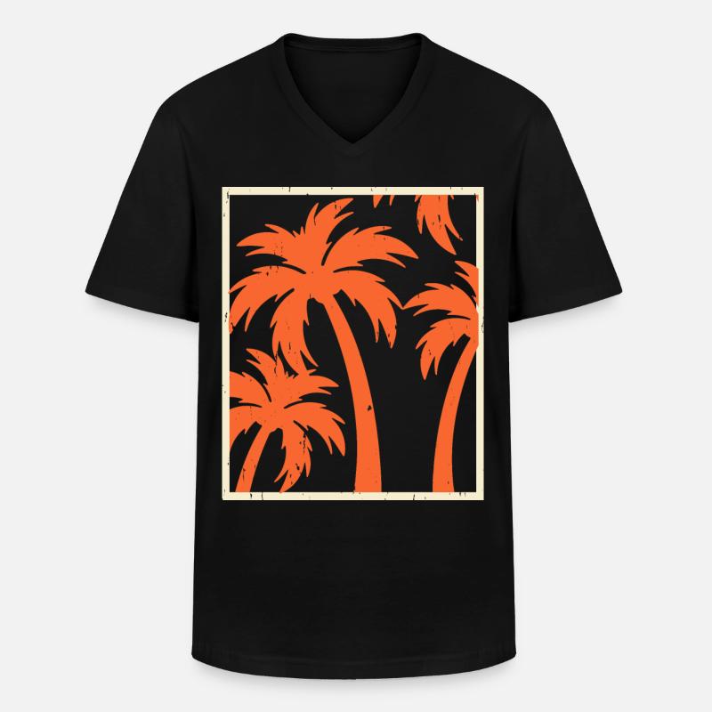 Palmen - Männer-T-Shirt mit V-Ausschnitt - Schwarz