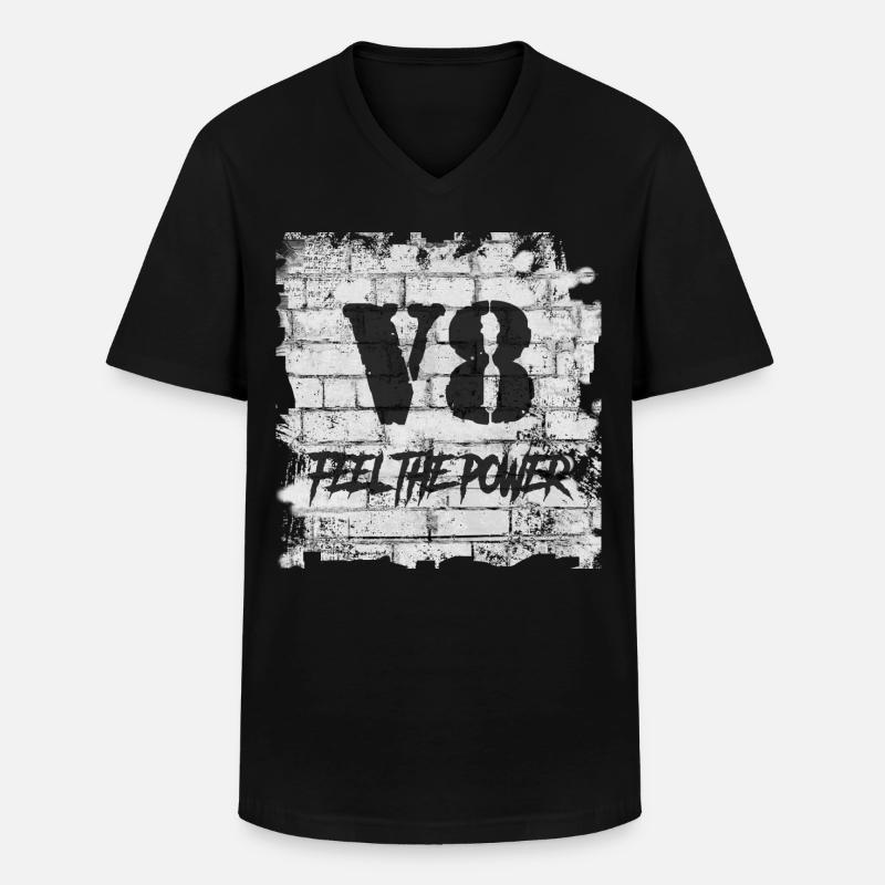 V8 - Männer-T-Shirt mit V-Ausschnitt - Schwarz