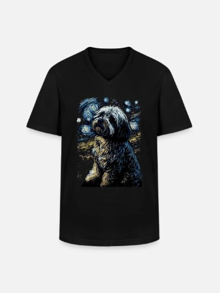 Havanese Starry Night - Men's V-Neck T-Shirt - black