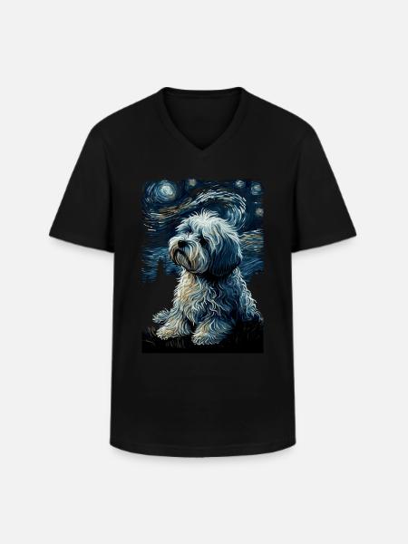 Havanese Starry Night - Men's V-Neck T-Shirt - black