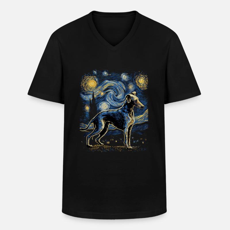 Galgo Espanol Starry Night - Männer-T-Shirt mit V-Ausschnitt - Schwarz