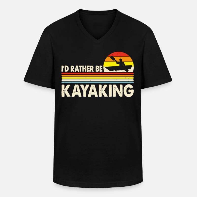 Kajak - Männer-T-Shirt mit V-Ausschnitt - Schwarz