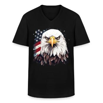Patriotic Animal Bald Eagle US American Flag - Männer-T-Shirt mit V-Ausschnitt - Schwarz - Vorne - AI Model Male 178 dark (178cm)