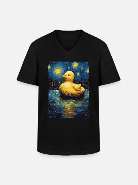 Badeente Starry Night - Männer-T-Shirt mit V-Ausschnitt - Schwarz