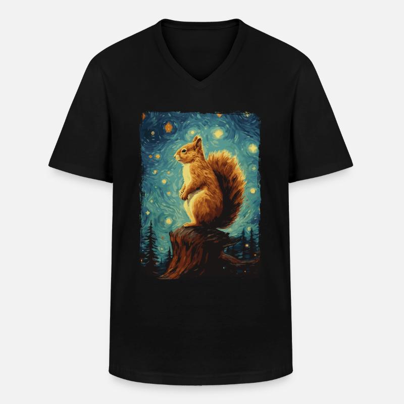 Eichhörnchen Starry Night - Männer-T-Shirt mit V-Ausschnitt - Schwarz