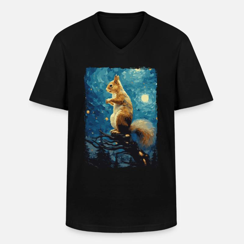 Eichhörnchen Starry Night - Männer-T-Shirt mit V-Ausschnitt - Schwarz