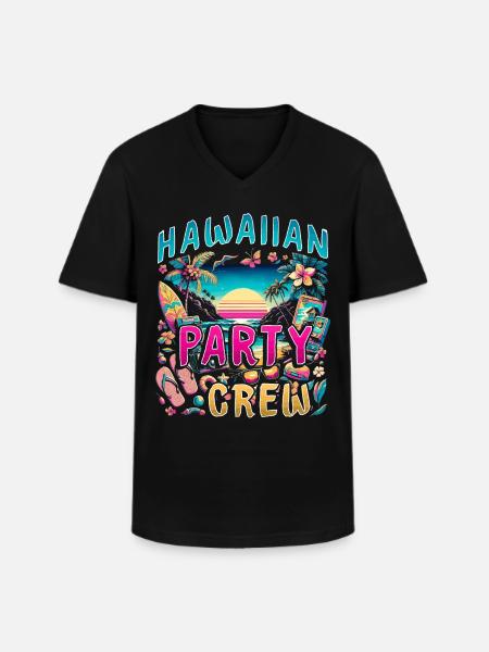 Hawaiian Party Crew - Men's V-Neck T-Shirt - black