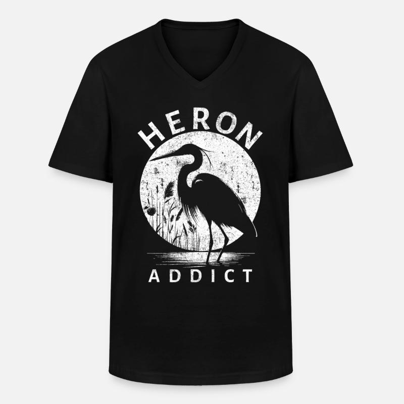 Heron Addict - Männer-T-Shirt mit V-Ausschnitt - Schwarz