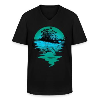 Wal Fisch Ozean Meeressäuger - Männer-T-Shirt mit V-Ausschnitt - Schwarz - Vorne - AI Model Male 178 dark (178cm)