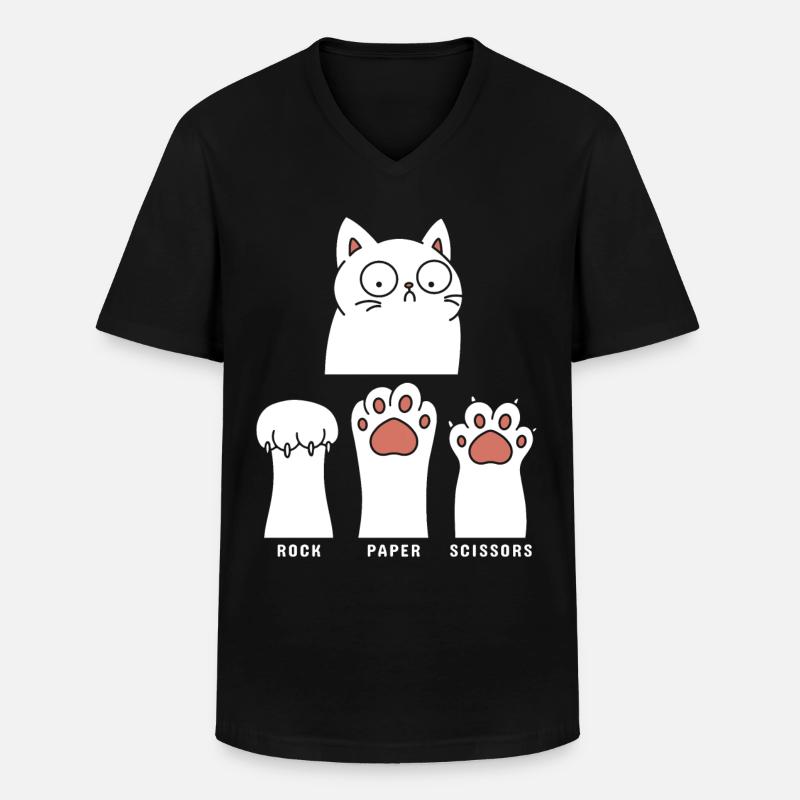 Ciseaux à papier de roche - T-shirt col V Homme - noir