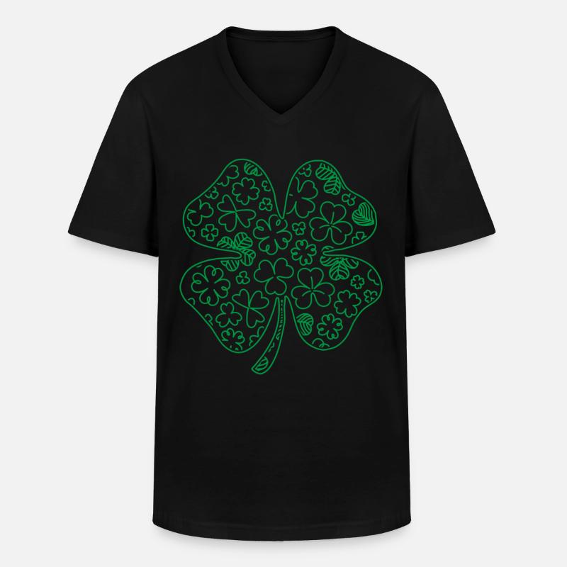 Grünes Kleeblatt - Männer-T-Shirt mit V-Ausschnitt - Schwarz