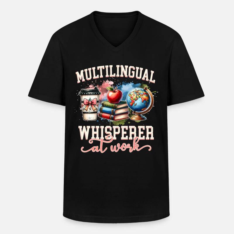 Englischlehrer Englischlehrerin Multilingual - Männer-T-Shirt mit V-Ausschnitt - Schwarz