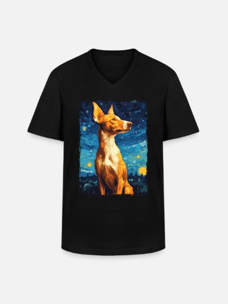 Podenco Starry Night - Men's V-Neck T-Shirt - black