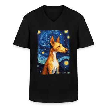 Podenco Starry Night - Men's V-Neck T-Shirt - black - Front - AI Model Male 178 dark (178cm)