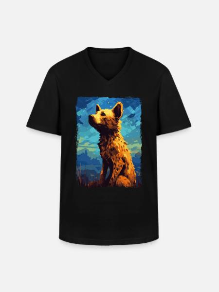 Hyäne Starry Night - Männer-T-Shirt mit V-Ausschnitt - Schwarz