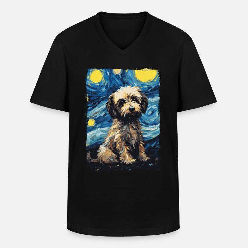 Havanese Starry Night - Men's V-Neck T-Shirt - black
