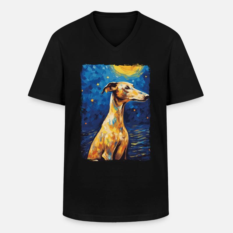 Galgo Espanol Starry Night - Männer-T-Shirt mit V-Ausschnitt - Schwarz