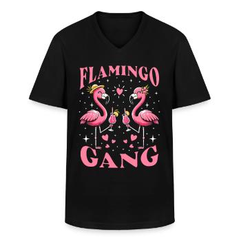 Flamingo Gang - Männer-T-Shirt mit V-Ausschnitt - Schwarz - Vorne - AI Model Male 178 dark (178cm)