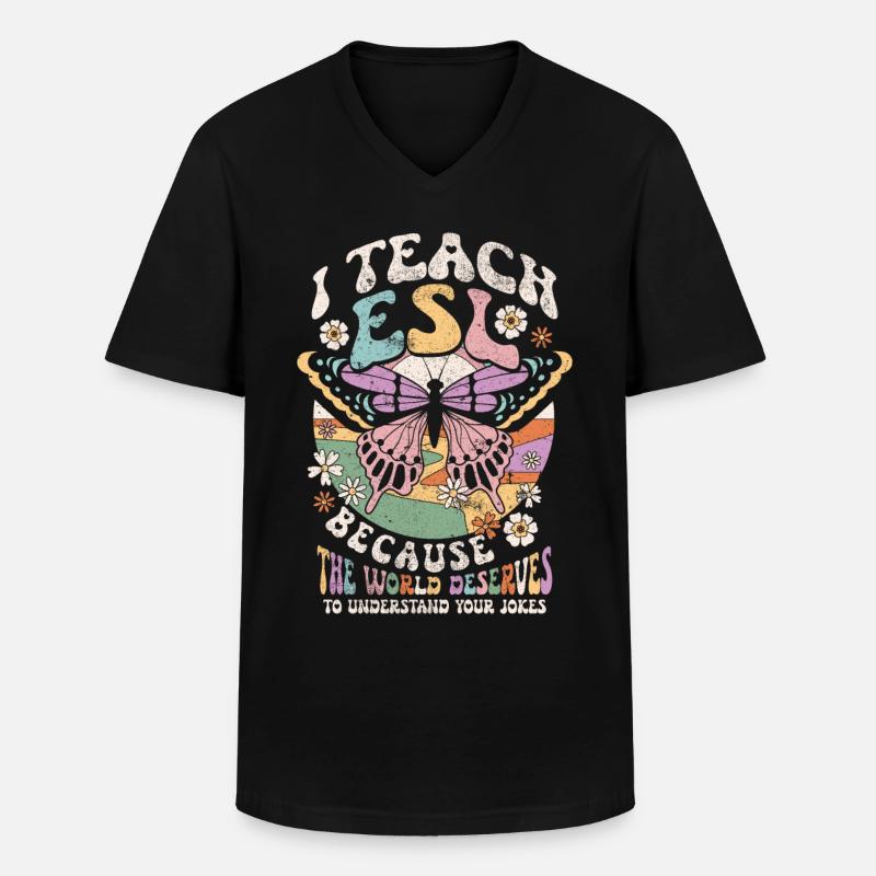 Englischlehrerin Sprachlehrer Englischlehrer - Männer-T-Shirt mit V-Ausschnitt - Schwarz