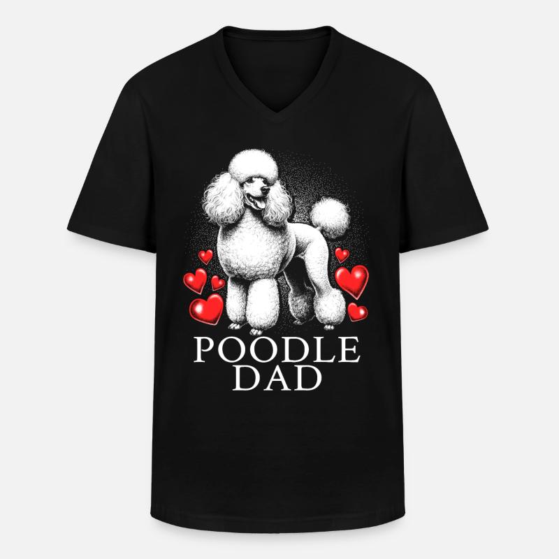 Poodle Dad - Männer-T-Shirt mit V-Ausschnitt - Schwarz
