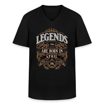 1996 April born Birthday Year of birth - Men's V-Neck T-Shirt - black - Front - AI Model Male 178 dark (178cm)
