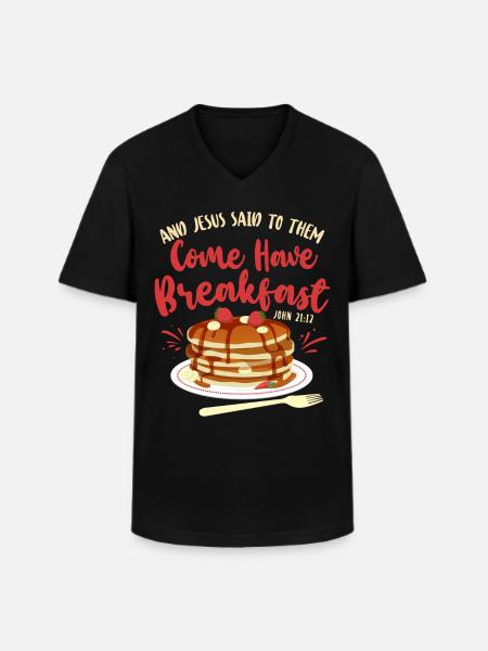 Pancake Lover Kids Bible Quote - Men's V-Neck T-Shirt - black