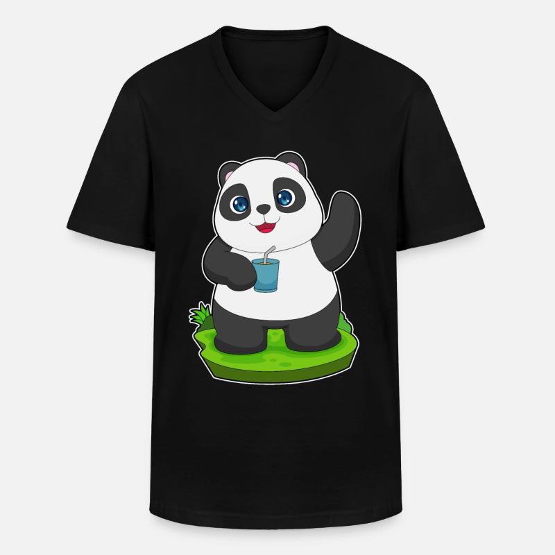 Panda Saft - Männer-T-Shirt mit V-Ausschnitt - Schwarz