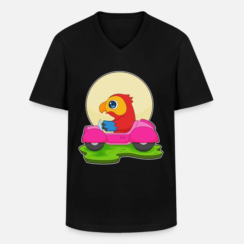 Papagei Auto - Männer-T-Shirt mit V-Ausschnitt - Schwarz