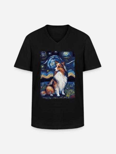 Berger Shetland Nuit étoilée - T-shirt col V Homme - noir