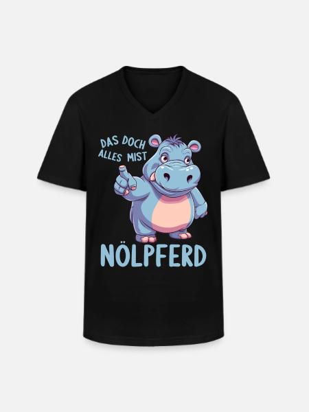 Hippo Hippo Complain Complainer Nölpferd - Men's V-Neck T-Shirt - black