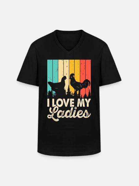 J’aime mes dames - T-shirt col V Homme - noir
