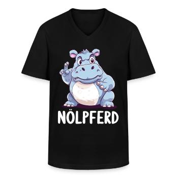 Hippo Hippo Complain Complainer Nölpferd - Men's V-Neck T-Shirt - black - Front - AI Model Male 178 dark (178cm)