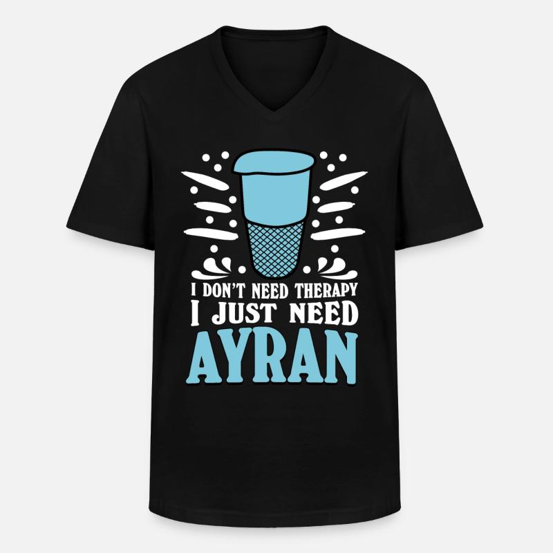Ayran Therapy - Männer-T-Shirt mit V-Ausschnitt - Schwarz