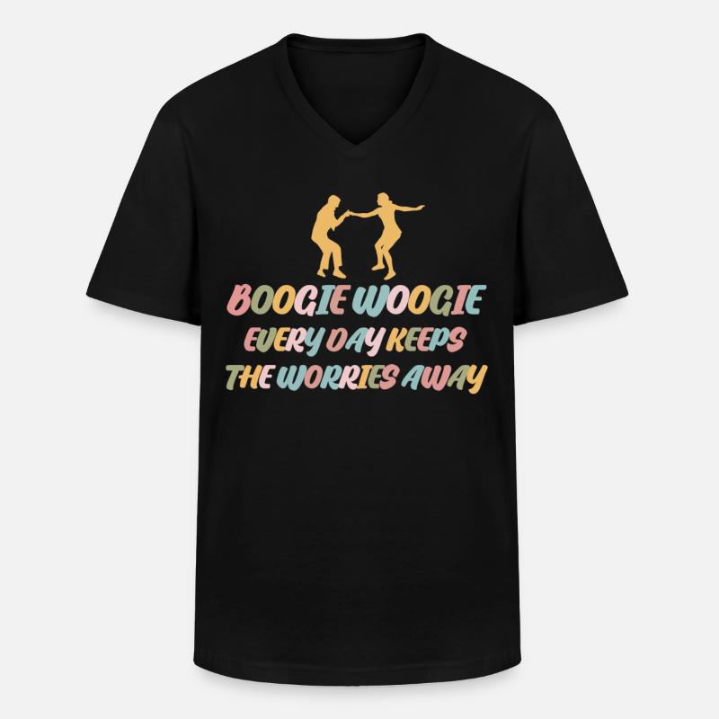 Boogie Woogie Retro Dance Swing - Männer-T-Shirt mit V-Ausschnitt - Schwarz