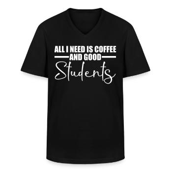 Teacher Teachers School College Students - Men's V-Neck T-Shirt - black - Front - AI Model Male 178 dark (178cm)