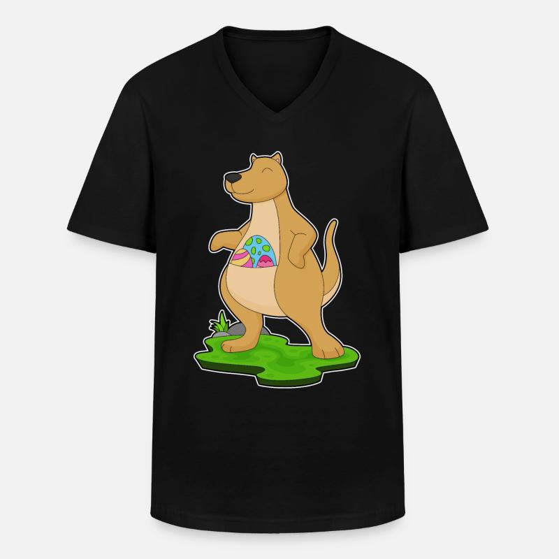 Kangaroo Easter Easter Eggs - Men's V-Neck T-Shirt - black