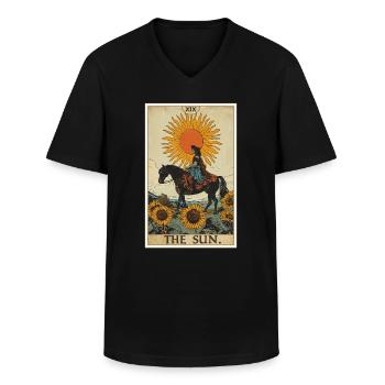 Tarotkarten Tarotkarte The Sun Die Sonne - Männer-T-Shirt mit V-Ausschnitt - Schwarz - Vorne - AI Model Male 178 dark (178cm)