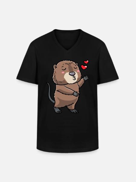 Cute muskrat - Men's V-Neck T-Shirt - black