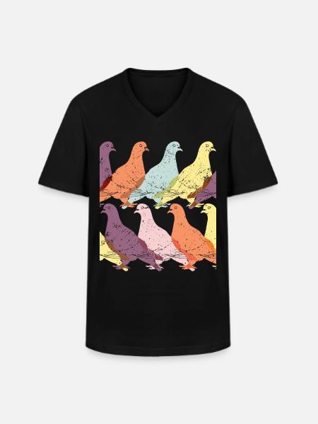 Taube Vogel Columbidae Tauben - Männer-T-Shirt mit V-Ausschnitt - Schwarz