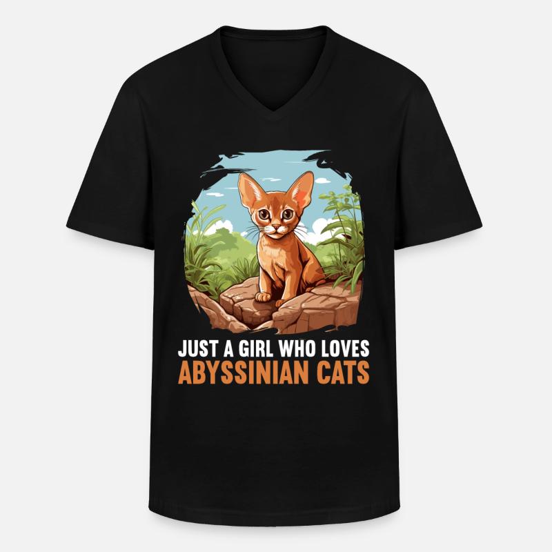 Abyssinian Cat Abessinierkatze - Männer-T-Shirt mit V-Ausschnitt - Schwarz
