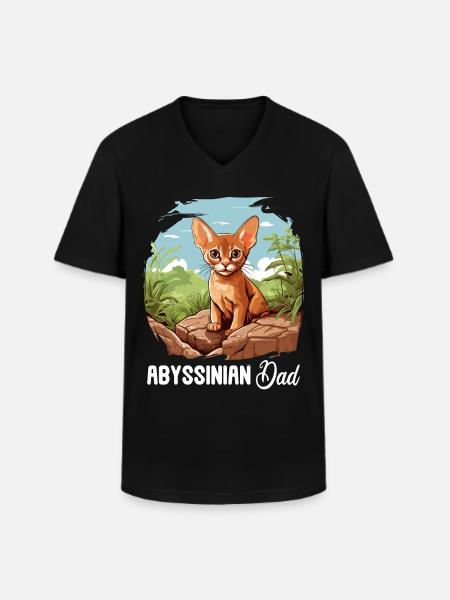 Abyssinian Cat Abessinierkatze - Men's V-Neck T-Shirt - black