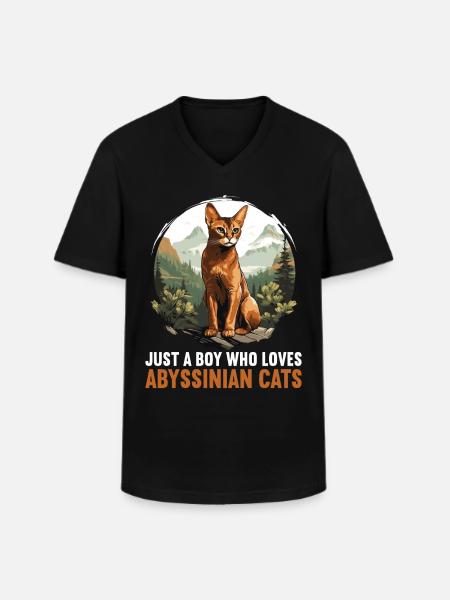 Abyssinian Cat Abessinierkatze - Men's V-Neck T-Shirt - black