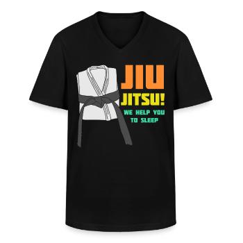 BJJ Ju-Jitsu Brasilian Jiu-Jitsu - Men's V-Neck T-Shirt - black - Front - AI Model Male 178 dark (178cm)
