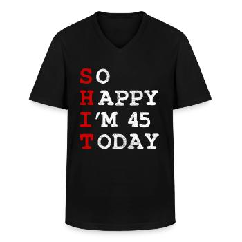 Anniversaire 45 Anniversaire Année Naissance Drôle - T-shirt col V Homme - noir - Devant - AI Model Male 178 dark (178cm)