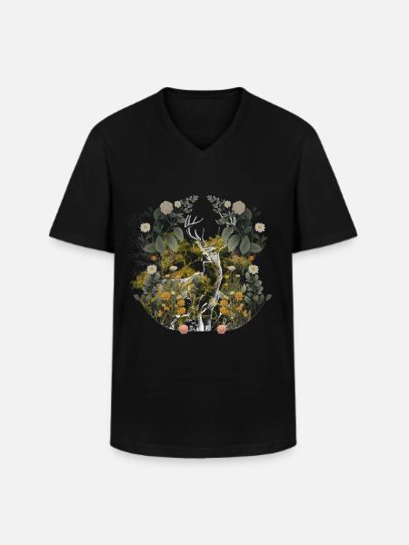 Rådyr, Krondyr, Sverige, Skandinavien, Natur, Flora - Klassisk herre T-shirt med V-udskæring - sort