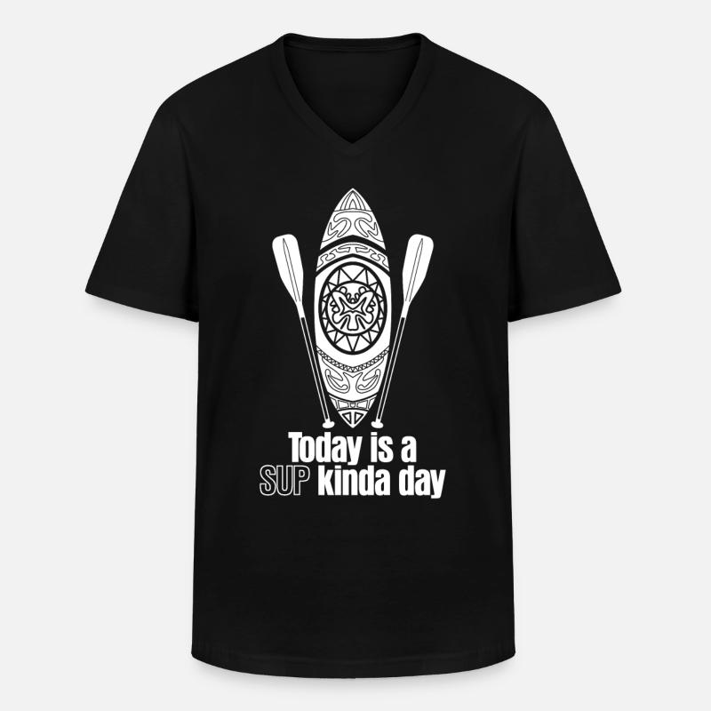 SUP-Board Stand up Paddling - Männer-T-Shirt mit V-Ausschnitt - Schwarz