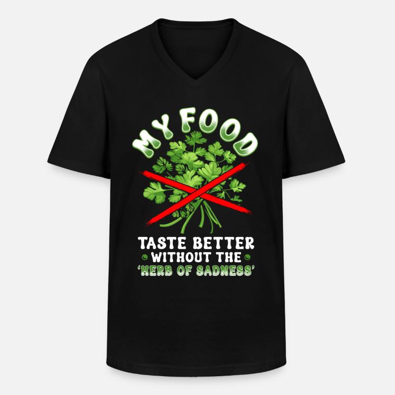 Koriander Korianderhasser - Männer-T-Shirt mit V-Ausschnitt - Schwarz