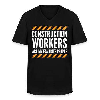 Directeur de la construction Ouvrier de la construction - T-shirt col V Homme - noir - Devant - AI Model Male 178 dark (178cm)