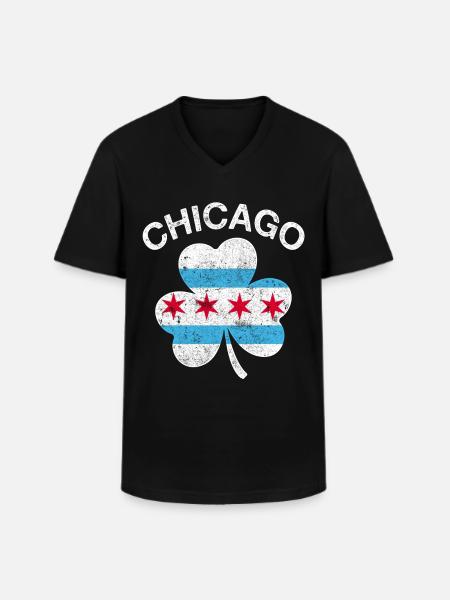Chicago Shamrock - Men's V-Neck T-Shirt - black