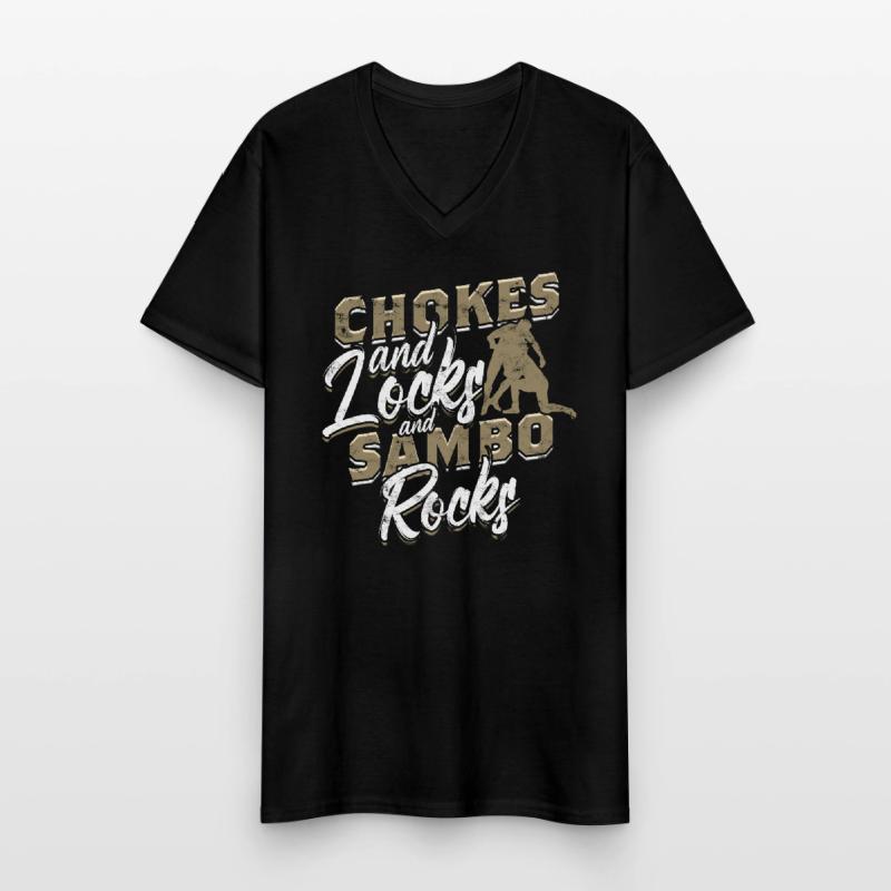 Sambo Chokes And Locks And Sambo Rocks Men's V-Neck T-Shirt